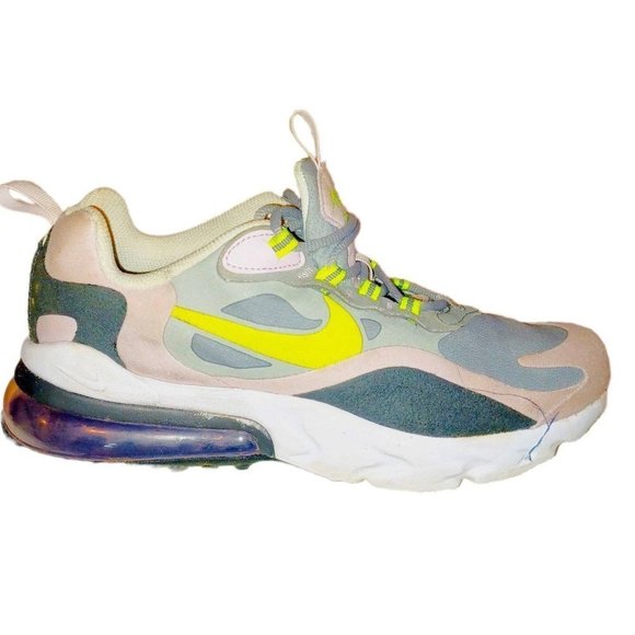 Nike Air Max 270 React (GS) Big Kids' Shoes Particle Grey-Iced Lilac-Lemon Venom - Picture 1 of 8